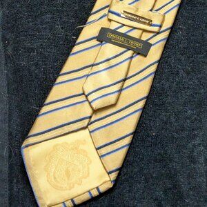 Donald J. TRUMP Signature Collection Men's Tie REPP Yellow Blue Striped